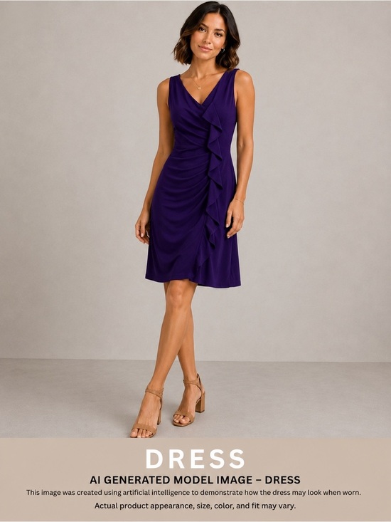 Enfocus Studio Dresses & Skirts - Enfocus Studio Purple Ruched Tank Sundress Midi Dress Side V-Neck Ruffle